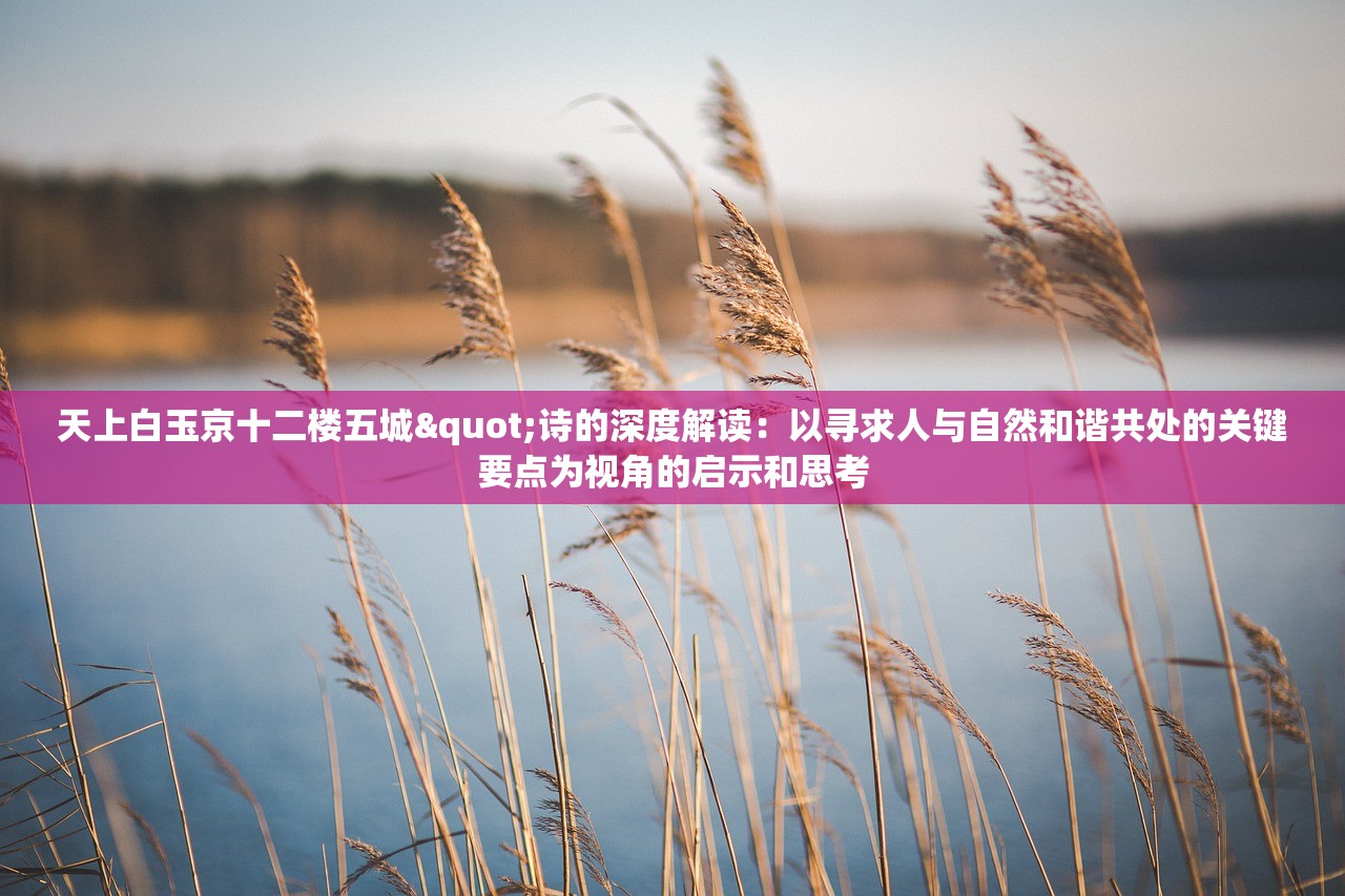 天上白玉京十二楼五城"诗的深度解读：以寻求人与自然和谐共处的关键要点为视角的启示和思考